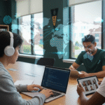 Students collaborating online in a global tech program, representing the MSU Global Tech Experience.