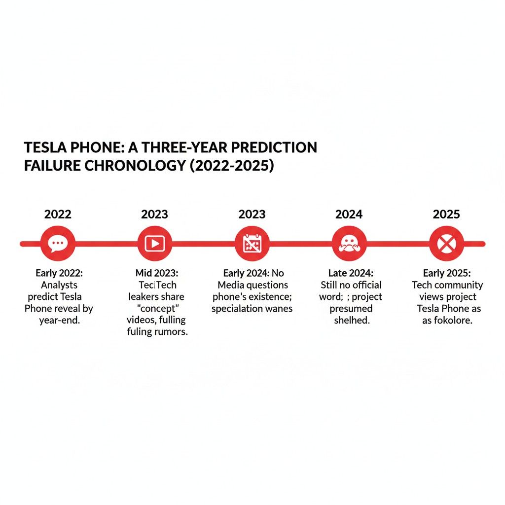 Tesla phone rumor timeline 2022 to 2025 no release