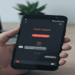 Android smartphone screen showing a 'Call Failed' error and an unread messages thread, with a subtle blocked contact icon, illustrating phone communication issues like call blocking or voicemail diversion.